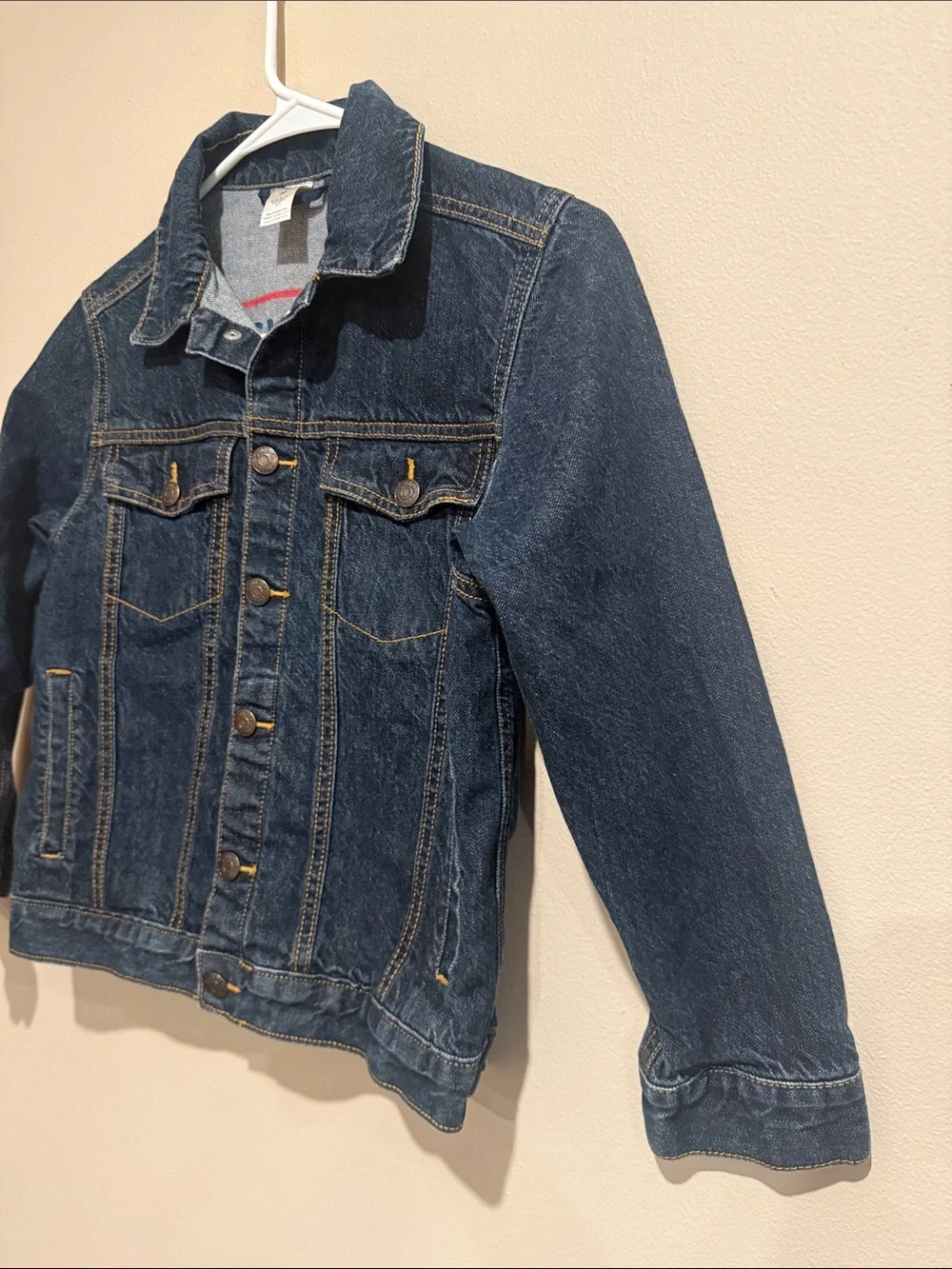 🧨OshKosh B'gosh Blue Denim Jean Jacket with Yellow Stitching Unisex Boy or Girl